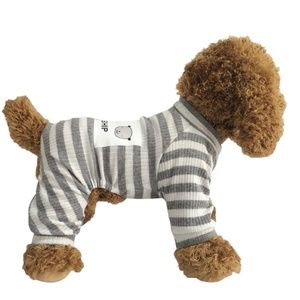 Dog Pajamas Striped Pet Jumpsuits Dog Onesies Long Sleeve Dog Apparel Size XL